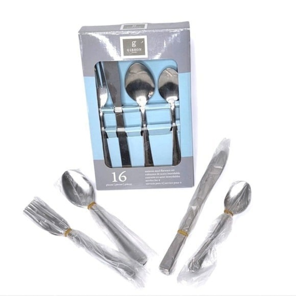 Gibson Stainless Steel‎ Silverware Flatware Set 16 Piece NEW IN BOX